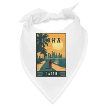 Entdecken Sie die Skyline der Wüstenstadt von Doha in Katar - Bandana - Weiß - Vorne