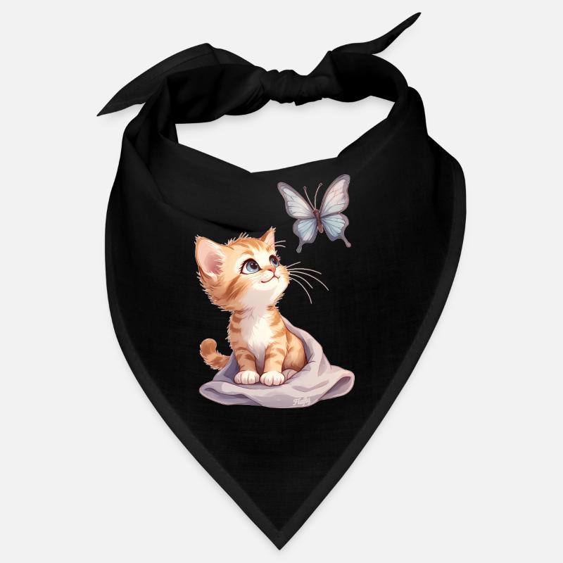 Kawaii Curious Chatten et Papillon 🐱🦋 Bandana