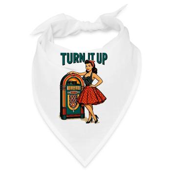 Rockabilly Pin-Up: Retro Jukebox Turn It Up - Bandana - Weiß - Vorne