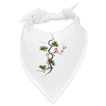 Ikebana Fichte mit roten Beeren Zen Stil - Bandana - Weiß - Vorne