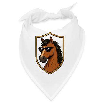 Hengst mit Sonnenbrille Schild - Bandana - Weiß - Vorne