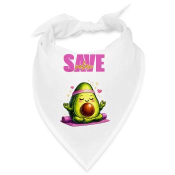 Avocado im Yoga-Flow auf Matte - Bandana - Weiß - Vorne