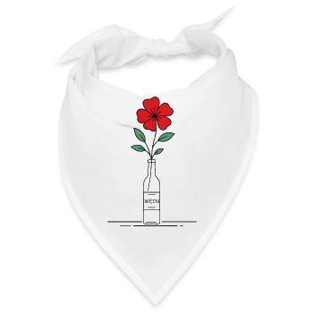 Blume rot in Weinflasche - Bandana - Weiß - Vorne