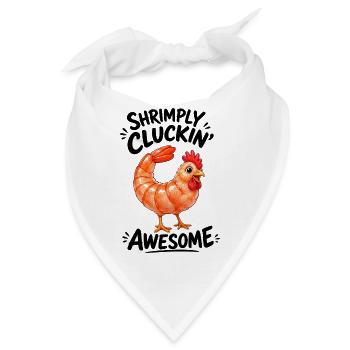 Henne mit Shrimps Lustiges Cartoon Motiv - Bandana - Weiß - Vorne