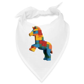 Steigendes Bausteine-Pferd - Bandana - Weiß - Vorne
