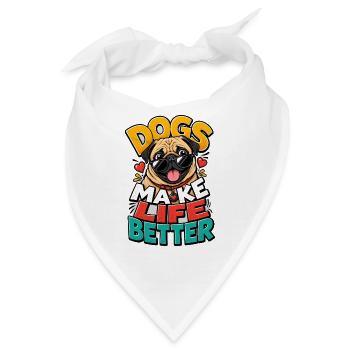 Mops - Bandana - Weiß - Vorne
