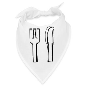 Besteck handgezeichnet - Bandana - Weiß - Vorne