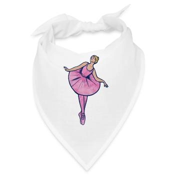 Pinke Ballerina in Tutu - Bandana - Weiß - Vorne