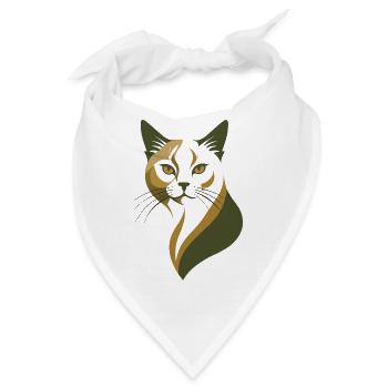 Elegante Katze – Vintage Tierillustration - Bandana - Weiß - Vorne