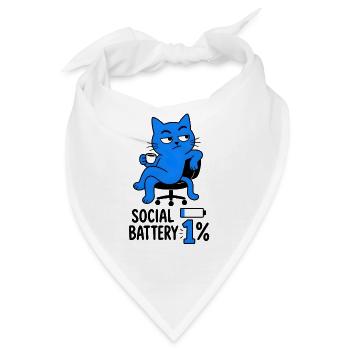 Geek-Humor-Chat "Social Battery 1%" - Bandana - Weiß - Vorne