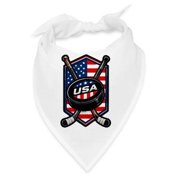 USA Eishockey Flaggen Schild - Bandana - Weiß - Vorne