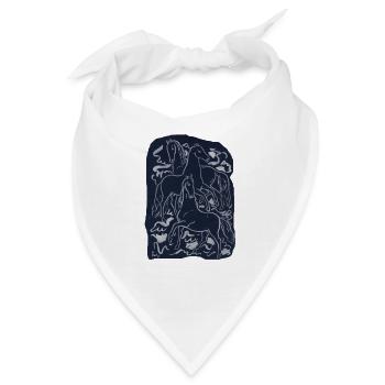 Vintage_Wild_Horses_Ink_Line_Art - Bandana - Weiß - Vorne