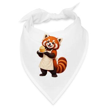 Red Panda Baker mit Cupcake - Bandana - Weiß - Vorne