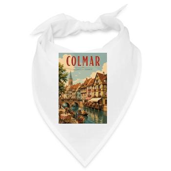 Entdecken Sie das farbenfrohe Elsass-Dorf Colmar, Frankreich - Bandana - Weiß - Vorne