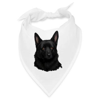 Schwarzer Schäferhund Kopf Portrait - Bandana - Weiß - Vorne