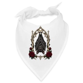 Fledermaus im Spitzbogen – Gothic Art - Bandana - Weiß - Vorne