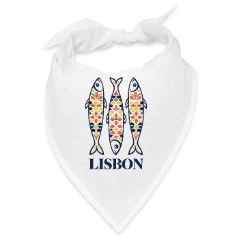 Lissabon, Portugal Sardinen, bunte Volkskunst - Bandana - Weiß - Vorne