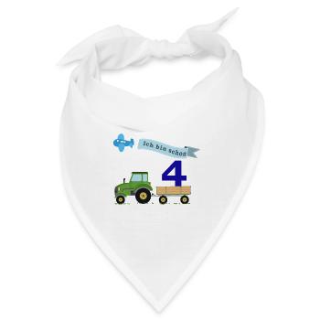 Vierter Geburtstag mit Traktor - Bandana - Weiß - Vorne
