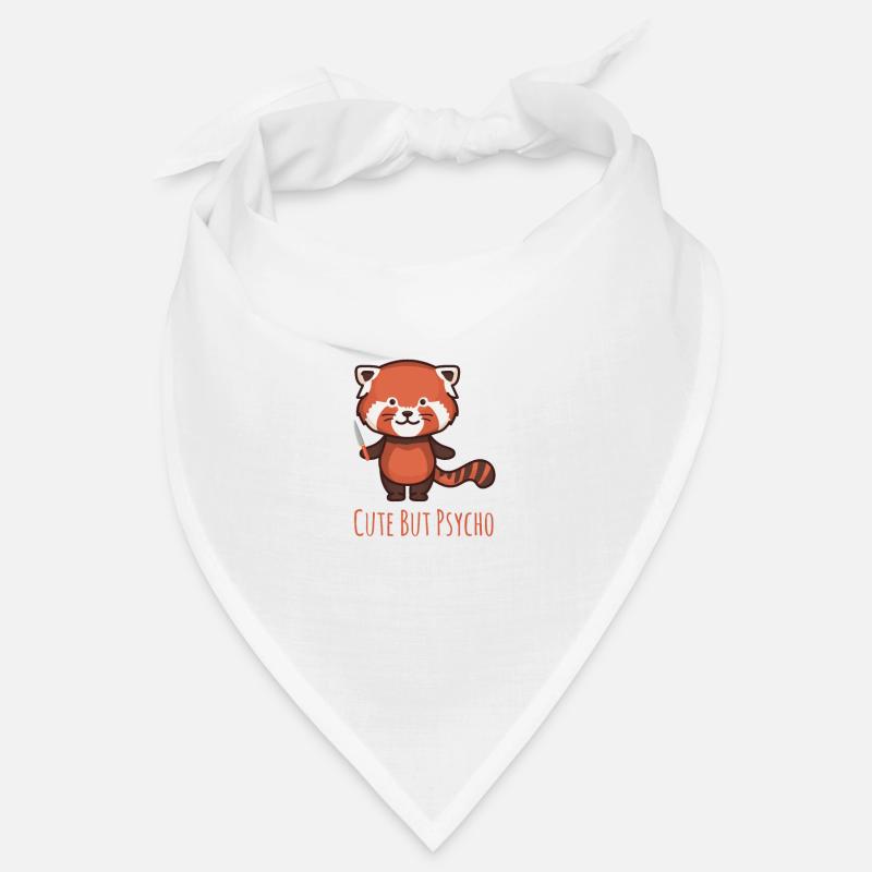 Süß aber psycho - Roter Panda mit Messer - Bandana - Weiß