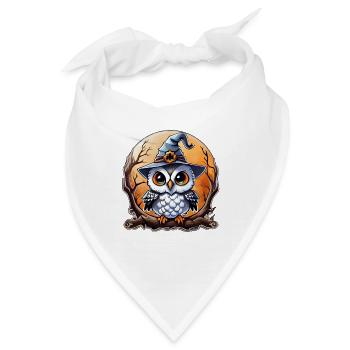 Eulenzauberer Zauberer, Eule und Hut - Bandana - Weiß - Vorne