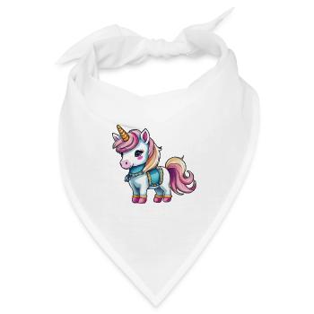 Einhorn Wandkunst, niedliches, buntes Einhorn - Bandana - Weiß - Vorne