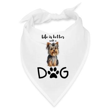 Lebensfreude mit einem Yorkie - Bandana - Weiß - Vorne