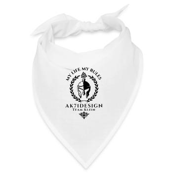 AK71Design-Team Klein- Sparta- My Life my rules - Bandana - Weiß - Vorne