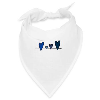 Blaue Herzen - Bandana - Weiß - Vorne