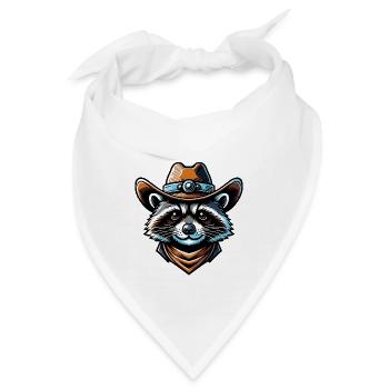 Waschbär mit Cowboyhut in Comic Style - Bandana - Weiß - Vorne