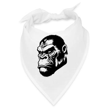 Gorilla Kopf - Bandana - Weiß - Vorne