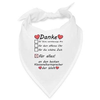 Klassenelternsprecher Dankeschön Danke Sagen - Bandana - Weiß - Vorne