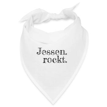 Jessen rockt - Textdesign mit Stadtnamen - Bandana - Weiß - Vorne