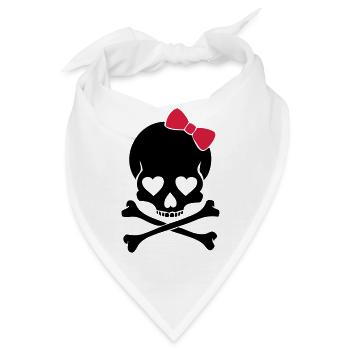 Totenkopf mit Schleife - Bandana - Weiß - Vorne