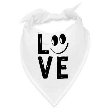Love Smile Liebe Herzchen Herzen Lachen Happy - Bandana - Weiß - Vorne