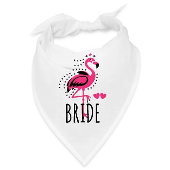 102 JGA BRIDE Flamingo Sterne Braut Herzen - Bandana - Weiß - Vorne