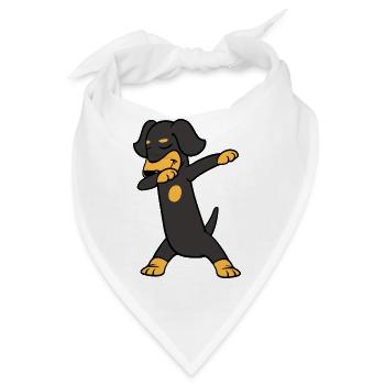 Dabbing Dab Dachshund Teckel Dackel Hund Tanzen - Bandana - Weiß - Vorne