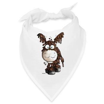 Drolliger Poitou Esel - Eselchen - Bandana - Weiß - Vorne