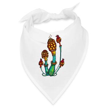Zauber Pilze, Magic Mushrooms, Psychedelic, Goa - Bandana - Weiß - Vorne