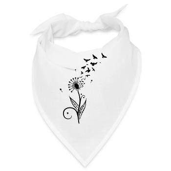 Pusteblume mit Vogelschwarm. - Bandana - Weiß - Vorne
