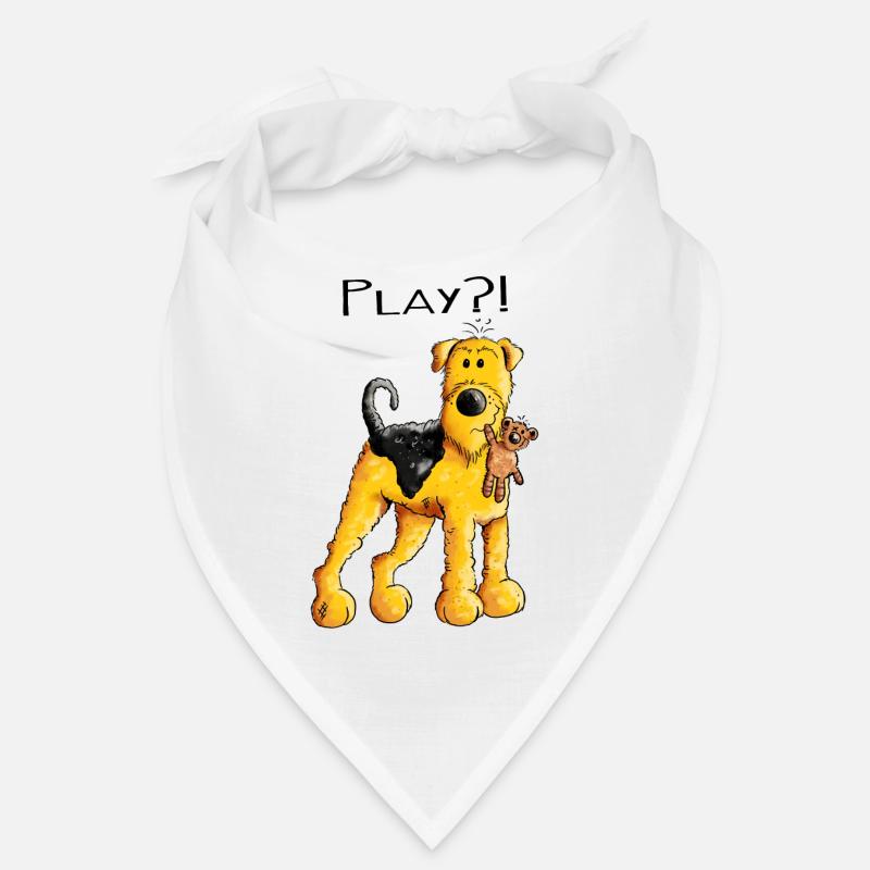Play Airedale Terrier mit Teddy - Comic - Fun Bandana