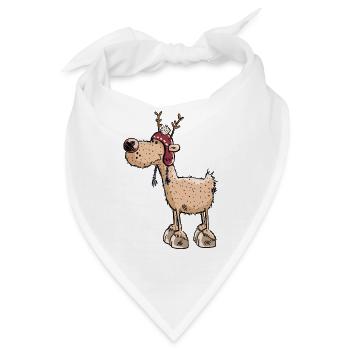 Fröhliches Rentier - Ren - Rentiere - Weihnachten - Bandana - Weiß - Vorne
