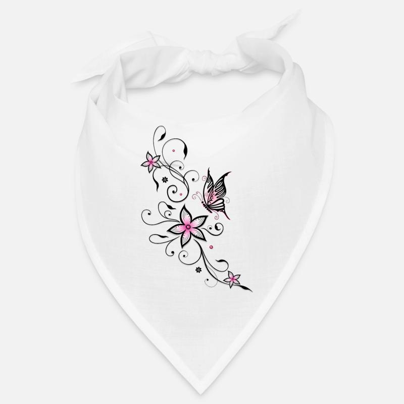 Vrille de filigrane avec papillon et fleurs. Bandana