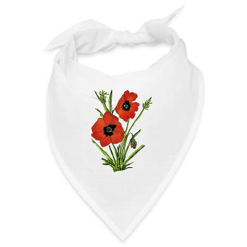 Mohnblumen, Poppy - Bandana - Weiß - Vorne