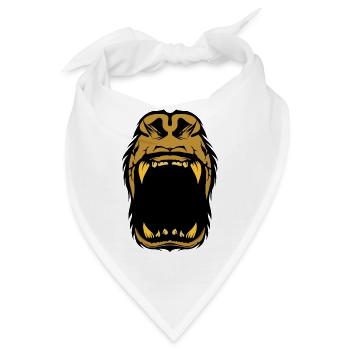 offener Mund großer Mund brüllt - Bandana - Weiß - Vorne