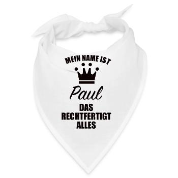 Paul Name Vorname Geschenk - Bandana - Weiß - Vorne