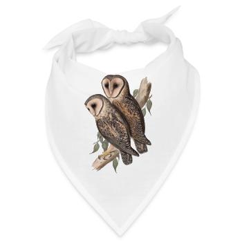 Eule Eulenpärchen Schleiereule - Bandana - Weiß - Vorne