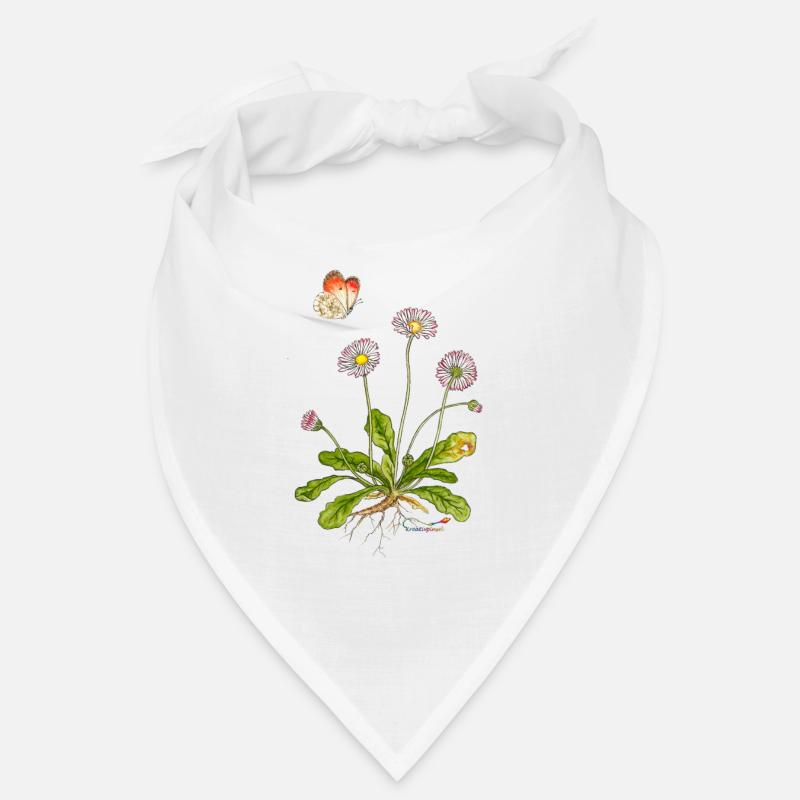Gänseblümchen mit Aurorafalter - Bandana - Weiß