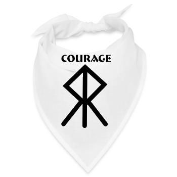 Courage Wikingerrune mit Text COURAGE - Bandana - Weiß - Vorne
