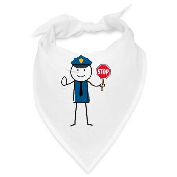 Polizei Stop Strichmännchen - Bandana - Weiß - Vorne