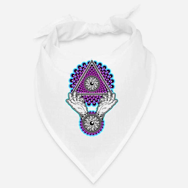 Neon Illuminati Pyramid with Hands - Black Light Bandana